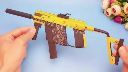 用普通纸做维克托冲锋枪折纸玩具好玩有趣的手工男孩子很喜欢