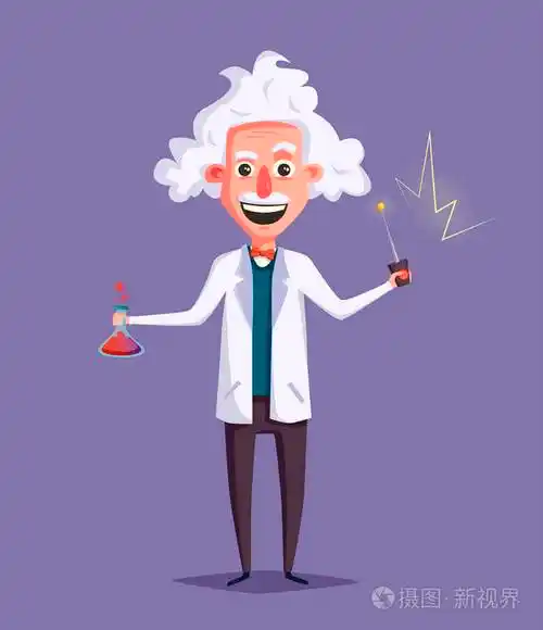 疯狂的老科学家.有趣的人物.卡通矢量图插画-正版商用图片0ghiqi-摄图