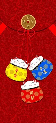 分享一组超可爱的招财猪猪 招财猫咪壁纸