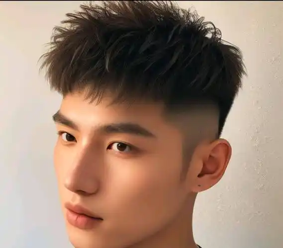 侧勺短发:这是男士流行的侧勺发型.