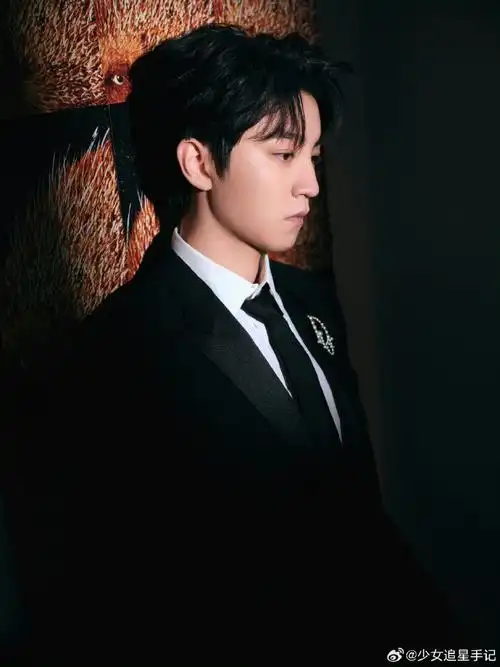 王俊凯侧颜黑西装