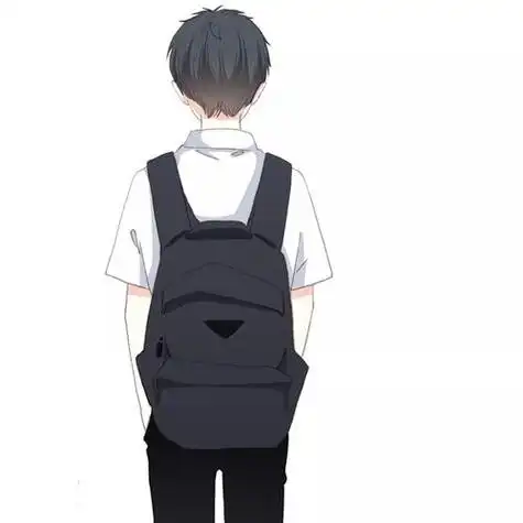 一对背影背包的情侣动漫头像