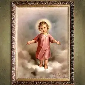 天主教圣像油画耶稣像油画手绘圣像智慧小耶稣仿真装饰画挂画壁画