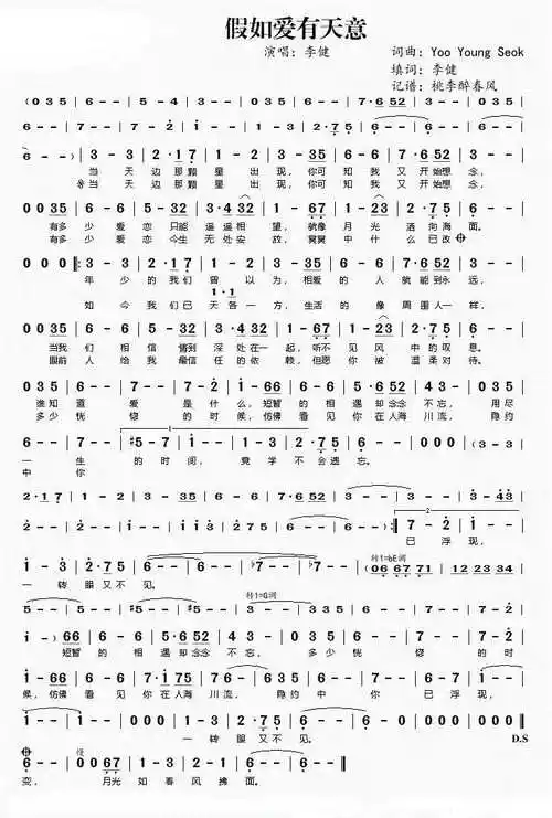 《假如爱有天意》的简谱