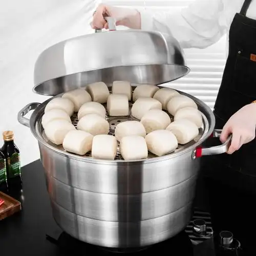 大蒸锅商用特大号三层蒸馒头的锅超大40不锈钢55厘米蒸笼大号60cm