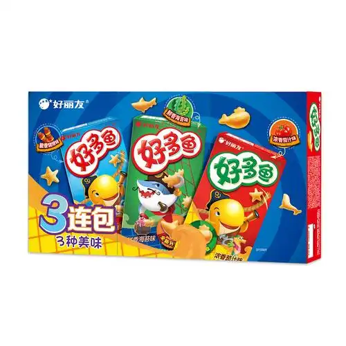 好丽友好多鱼3连包 焙烤型膨化饼干 休闲零食儿童食品99g盒装