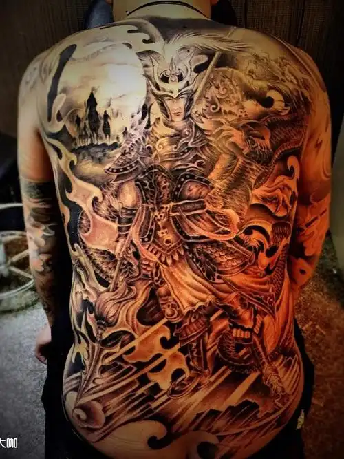 后背赵云_纹身图案手稿图片_陈允尚的纹身作品集