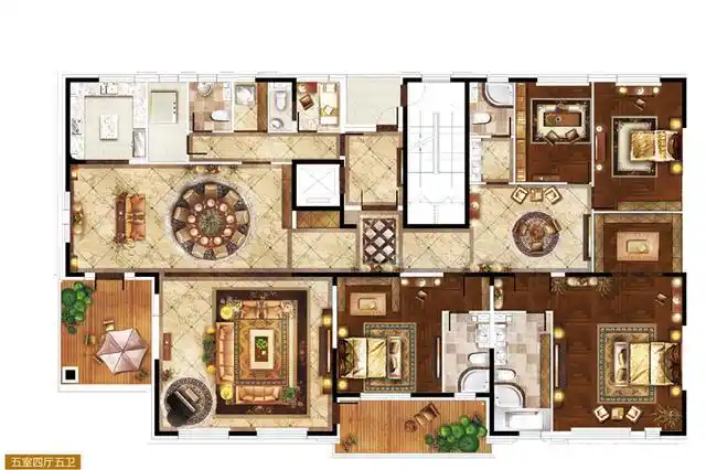 370平米的一层一户的大平层户型