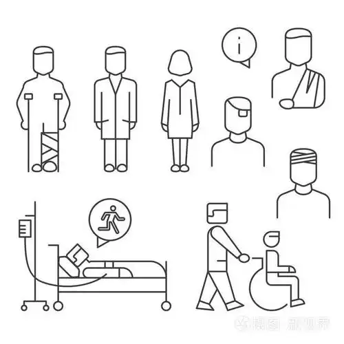 医院患者线图标设置为白色隔离插画-正版商用图片0oinge-摄图新视界
