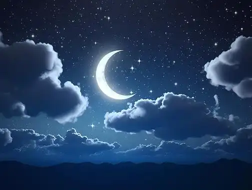 卡通唯美蓝色星空月亮场景