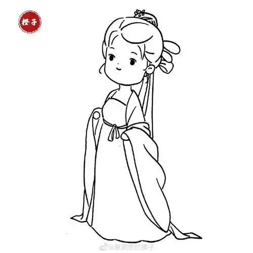 翩若惊鸿婉若游龙古风小姑娘简笔画教程