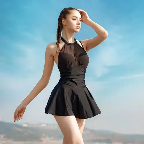 hosa浩沙泳衣女遮肚显连体裙式游泳衣2020春夏连体泳衣