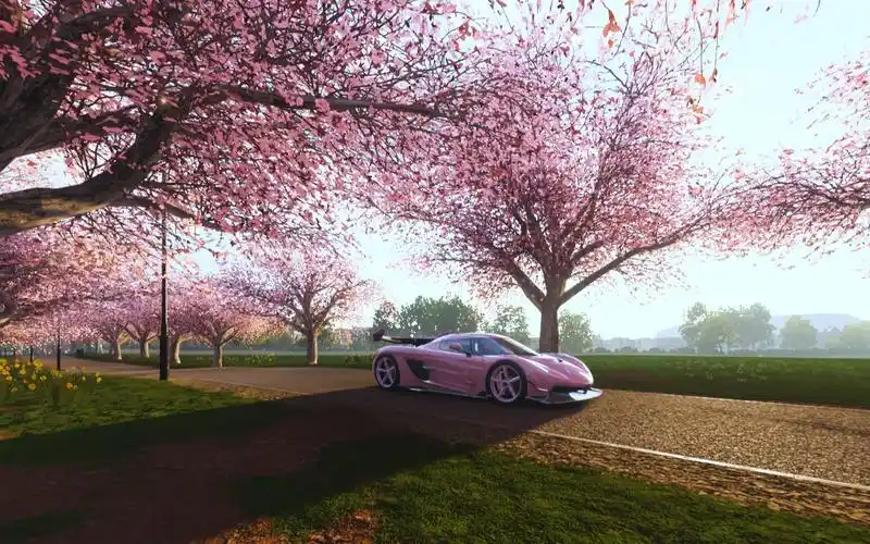 《极限竞速:地平线4》猛男色杰哥与盛开樱花的爱丁堡小道更配哦