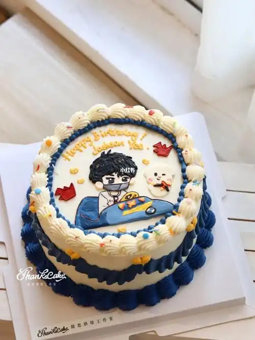 thankscake甜思烘焙  #四字弟弟易烊千玺  #手绘蛋糕  #卡通蛋糕