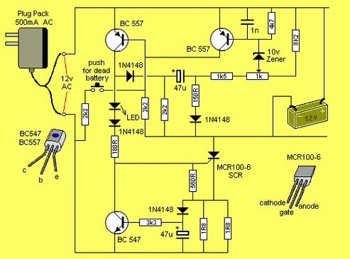 12v可控硅蓄电池充电器电路图