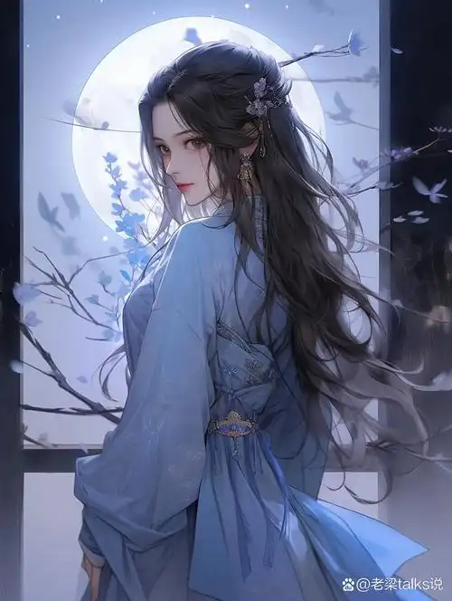 月下美人31566|蓝色系|古风头像壁纸 月色如水,倩影摇曳.