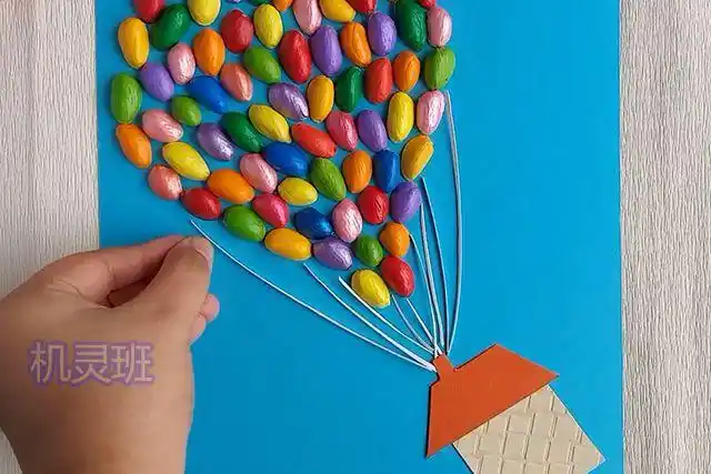 变废为宝手工小制作:开心果壳粘贴画气球(步骤图解)8