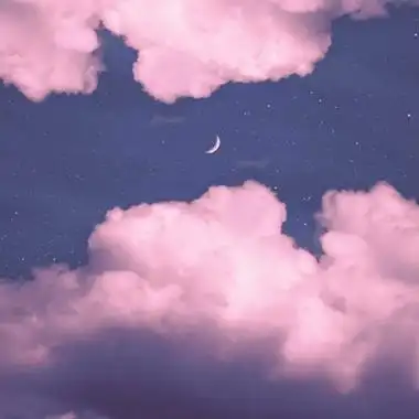 粉色系月亮云朵风景头像图片 微咸海风