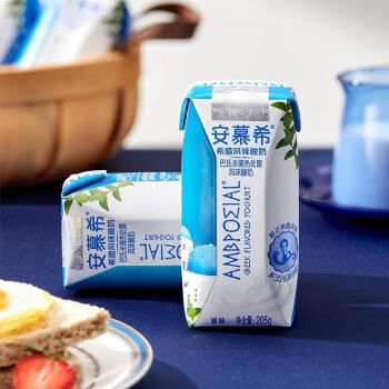 伊利安慕希205g*12盒希腊风味酸牛奶原味蓝莓味草莓清甜菠萝 原味205g