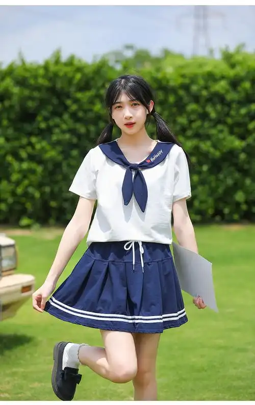 实拍2024初中高中学生校服夏季套装班服夏装园服学院风毕业演出