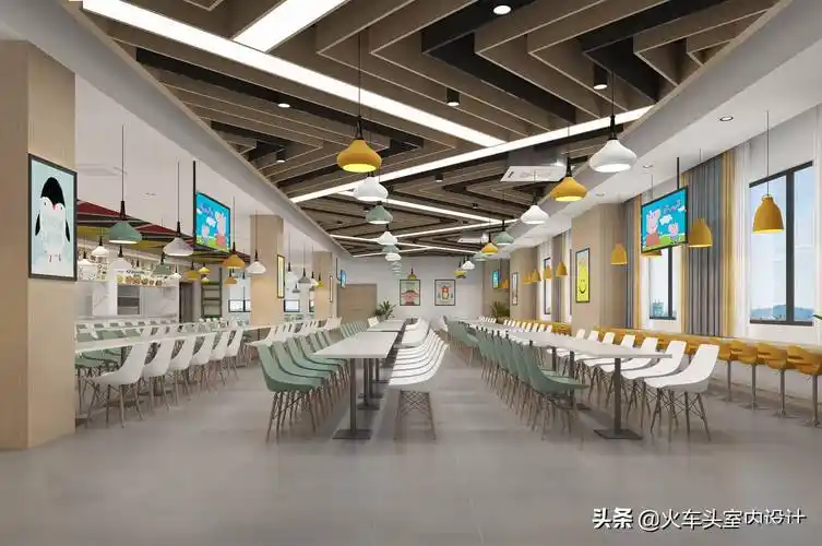 h82企业餐厅员工餐厅食堂室内设计效果图32套美食城档口大厅设计