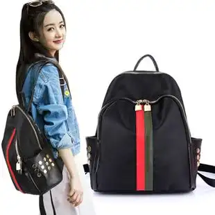 2017夏季新品欧美韩版潮休闲简约时尚百搭黑赵丽颖同款双肩背包女