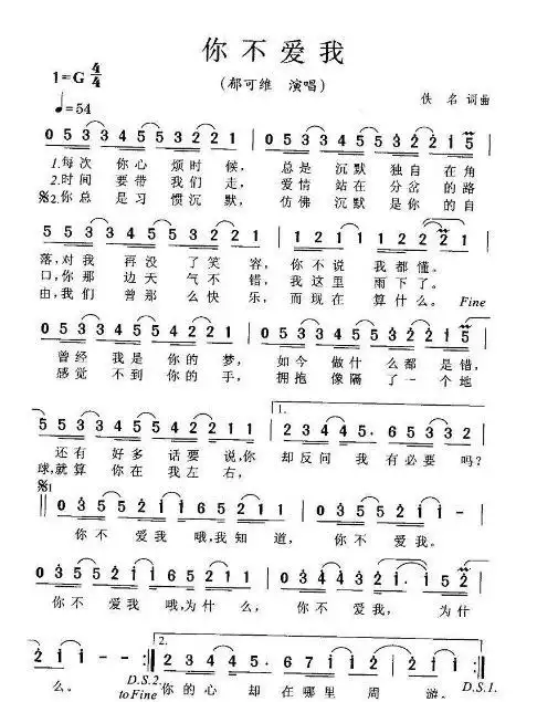 莫文蔚歌曲《他不爱我》简谱