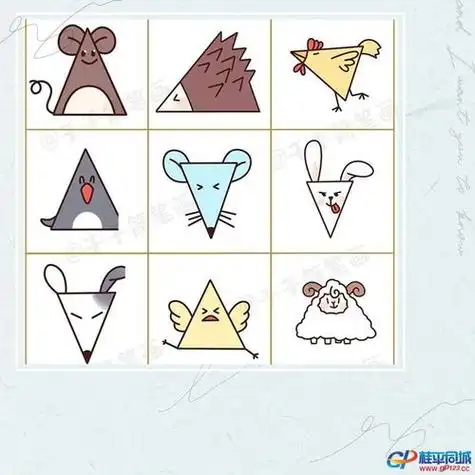 直角三角形简笔画动物