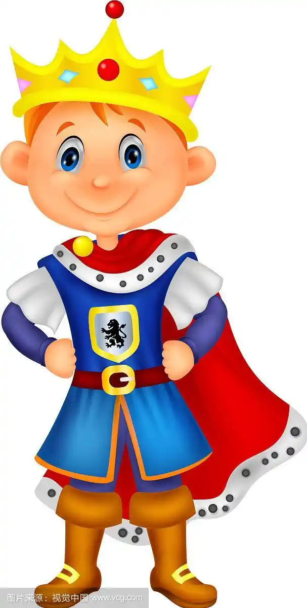 可爱的男孩卡通与国王的服装