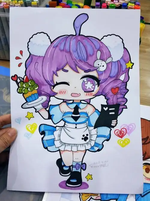 马克笔图片手绘图片 马克笔手绘图片漫画少女