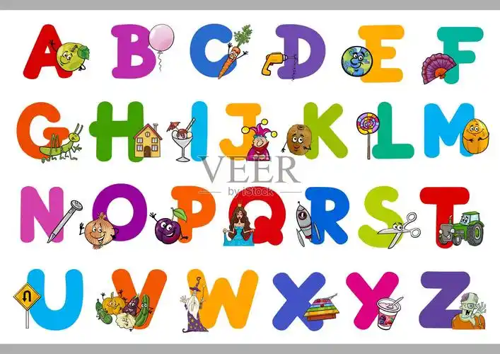 儿童教育卡通字母表插画图片素材