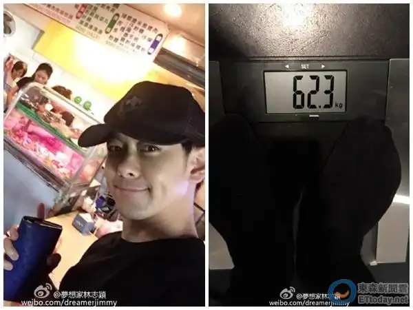林志颖体重冲破62kg!帮孕妻买夜宵跟著胖.(图/翻摄自林志颖微博)