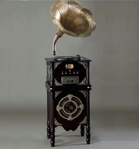 至臻老上海古典留声机仿古电唱机老式低音炮大喇叭lp黑胶唱片机