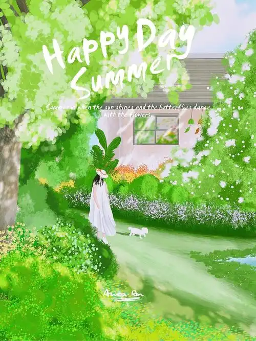 原创插画summer时光附参考图和步骤图