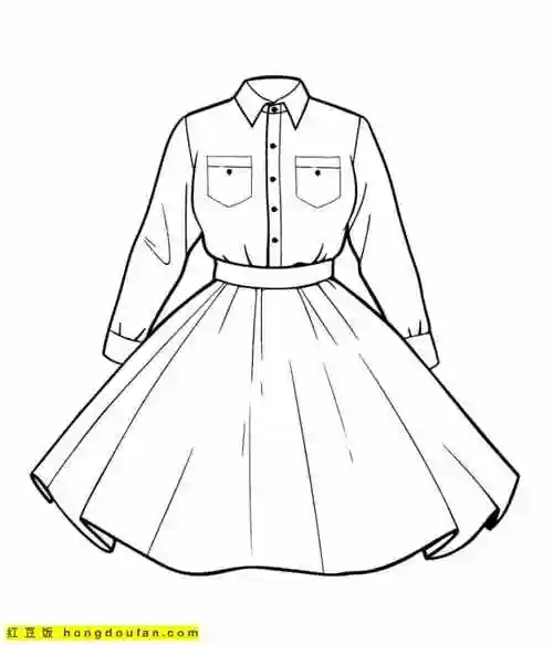 13张公主便装礼服长裙卡通涂色简笔画-红豆饭小学生简笔画大全