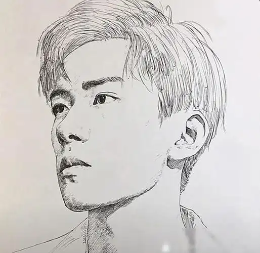 大神用一支中性笔画出易烊千玺,开始:你飘了!