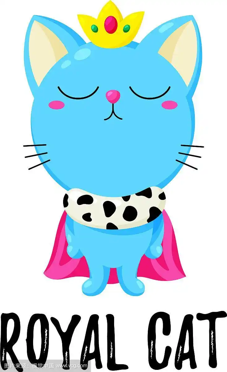 卡通涂鸦小猫皇冠猫王
