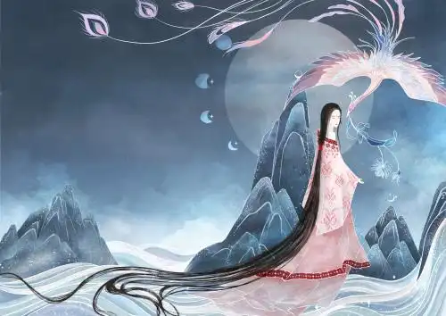 古风凤凰女子昙花月色