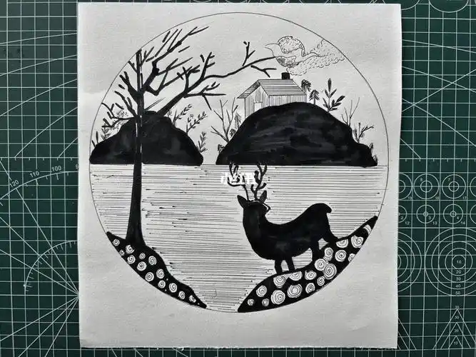 黑白点线面装饰画