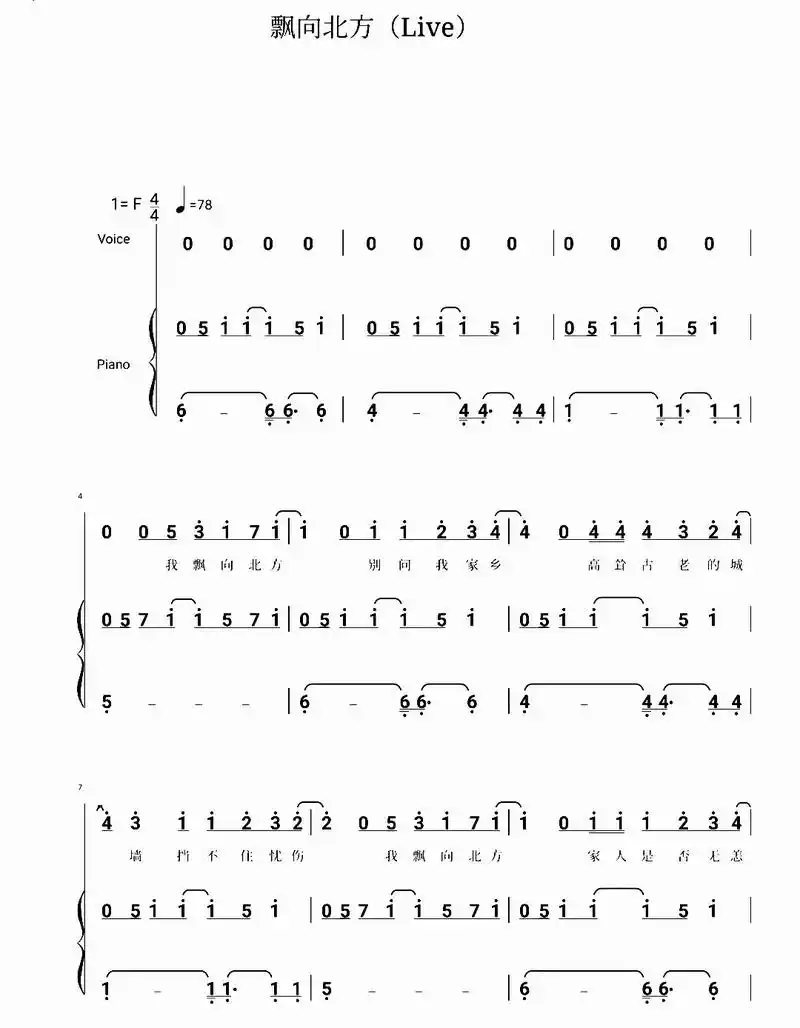 飘向北方#简谱  - 抖音