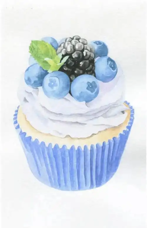 彩铅入门临摹 | 酸酸甜甜的蓝莓冰淇淋,冰淇淋彩铅画教程_step_部分