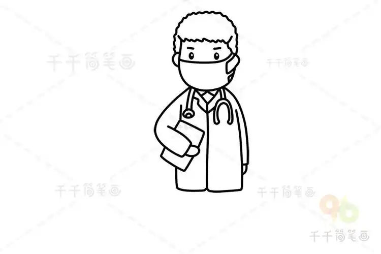 戴口罩医生简笔画