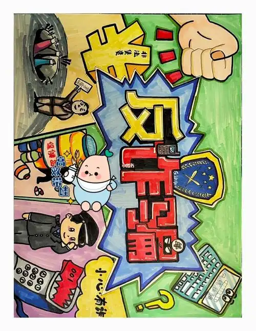 马克笔儿童绘画96  #绘画  #手抄报  #反网络诈骗