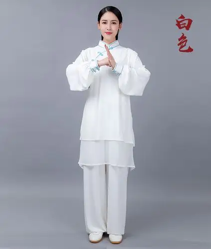 绘武太极服女春夏装练功服珍珠棉太极拳服装斜襟武术表演服健身休闲服