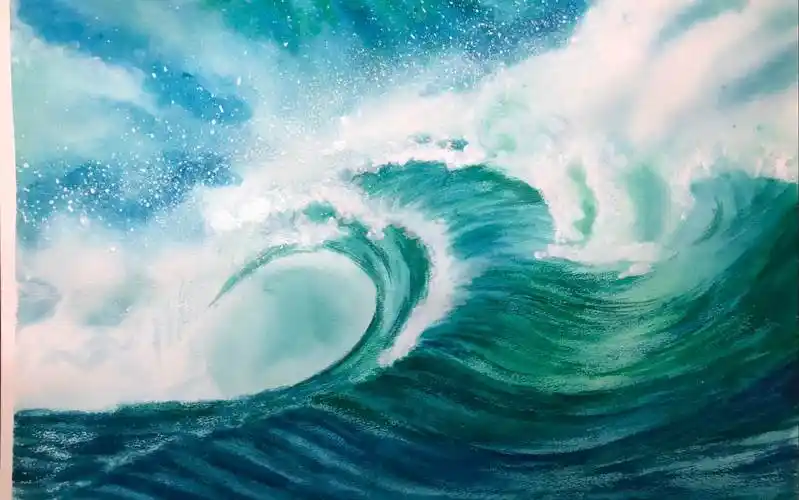 海浪水彩画 海浪水彩画法