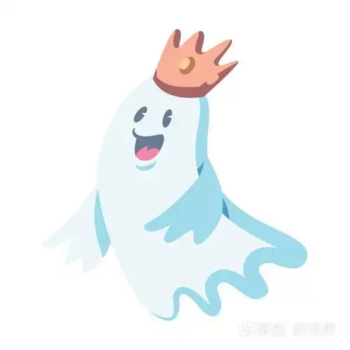 可爱的幽灵人物在皇冠矢量插画, 万圣节假期概念