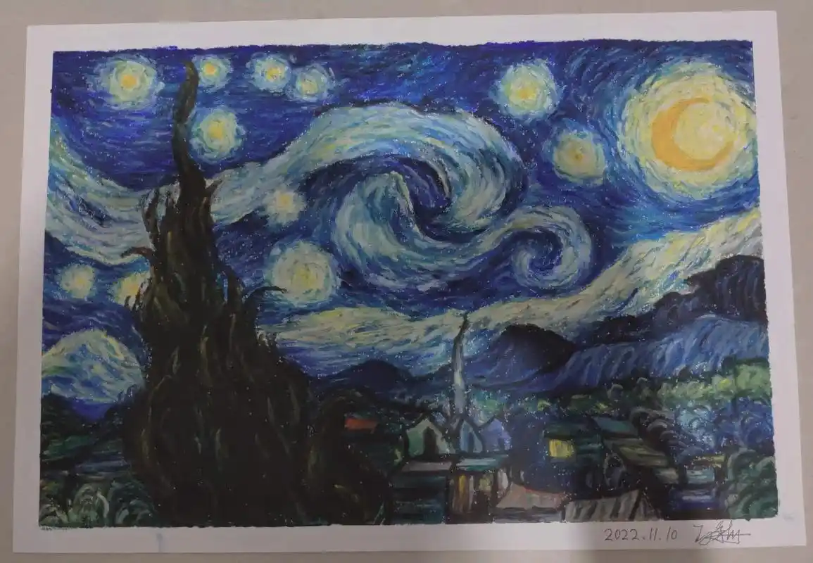 用油画棒画星空  - 抖音