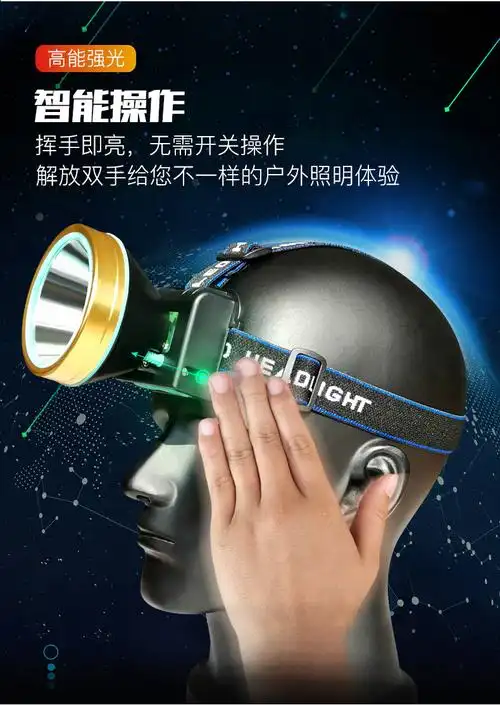 led头灯强光可充电夜钓鱼用超亮感应头戴式户外远射3000手电筒