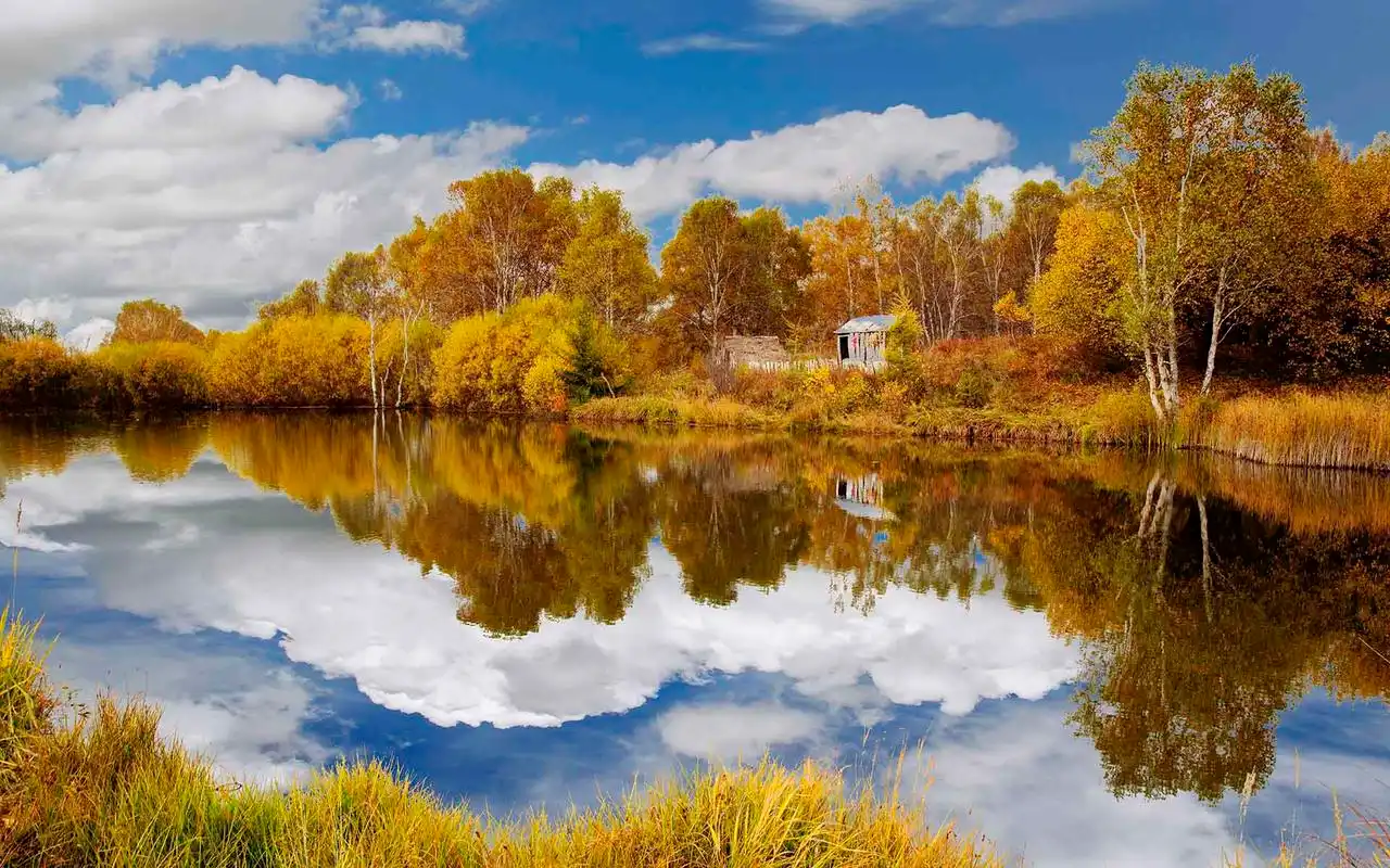 乌兰布统景区秋天唯美风景图片桌面壁纸