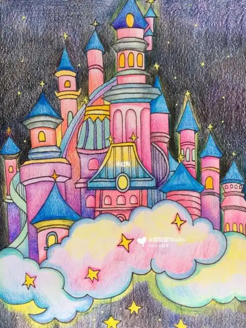儿童画 #创意美术  #少儿创意美术 #梦幻城堡  #彩铅手绘  #彩铅绘画